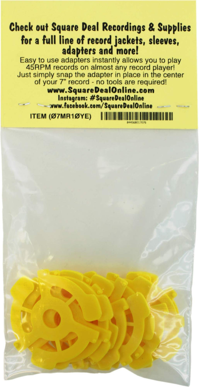 [AUSTRALIA] - (10) Flat Yellow Plastic Record Adapters - Snap in Inserts to Make 7" 45rpm Records Fit on Standard Vinyl Record Turntables #07MR10YE 