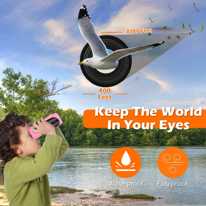 Compact Mini Binoculars for Kids – 8x21 Zoom Kids Binoculars Toy Gift Shock Proof for 3-15 Years Old Boys Girls Bird Watching Sporting Events Children Best Present (Pink)