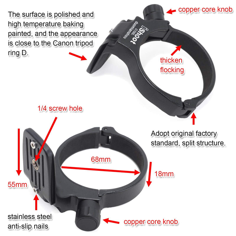 [AUSTRALIA] - Tripod Mount Ring, iShoot Lens Collar Support Compatible with Canon EF 100mm f/2.8L Macro IS USM Lens (Replace Canon Tripod Mount Ring D), Built-in ARCA Type Camera Quick Release Plate for Tripod Head 