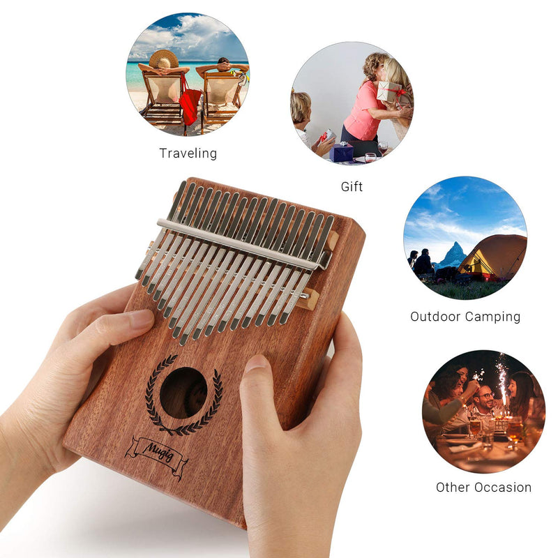 Kalimba 17 Keys, Mugig Portable Thumb Piano, Mahogany Wood Mbira Sanza with Case and Tune Hammer, Gifts for Kids Adults Beginners Professionals