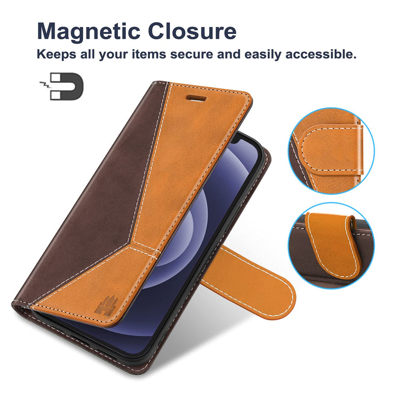 Caislean Wallet Case for Samsung Galaxy S20 FE 5G (6.5 inch) PU Leather Flip Cover [RFID Blocking] Card Holder [Soft TPU Shell] [Kickstand Function] Magnetic Full Protection Folio Case, Yellow Brown