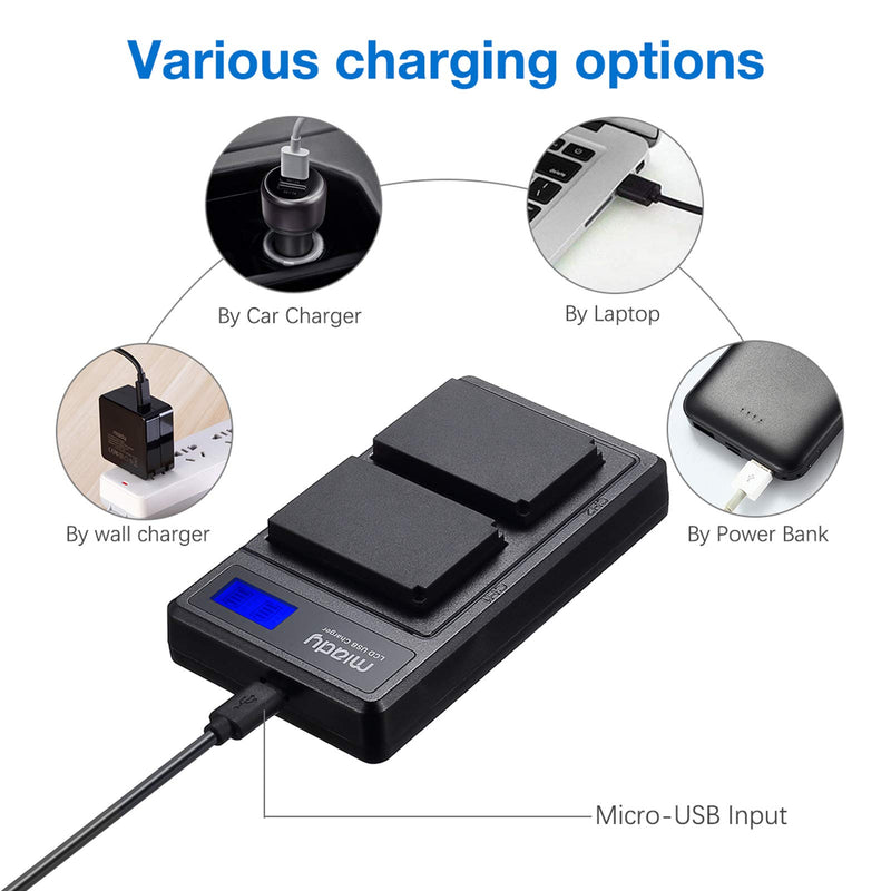 Miady LP-E12 Replacement Battery and Dual LCD Charger Set, Compatible with Canon EOS M50, EOS M100, EOS M10, Rebel SL1 and More, 1350mAh 9.99Wh