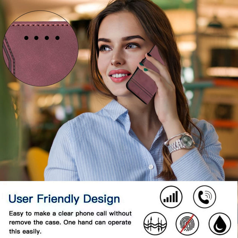 Amile iPhone 13 Mini Wallet Case with Card Holder and Slots, Magnetic Stand Flip Cover, Leather Case with[RFID Blocking], Protective [Shockproof TPU] Compatible with iPhone 13 Mini 5.4 inch Red