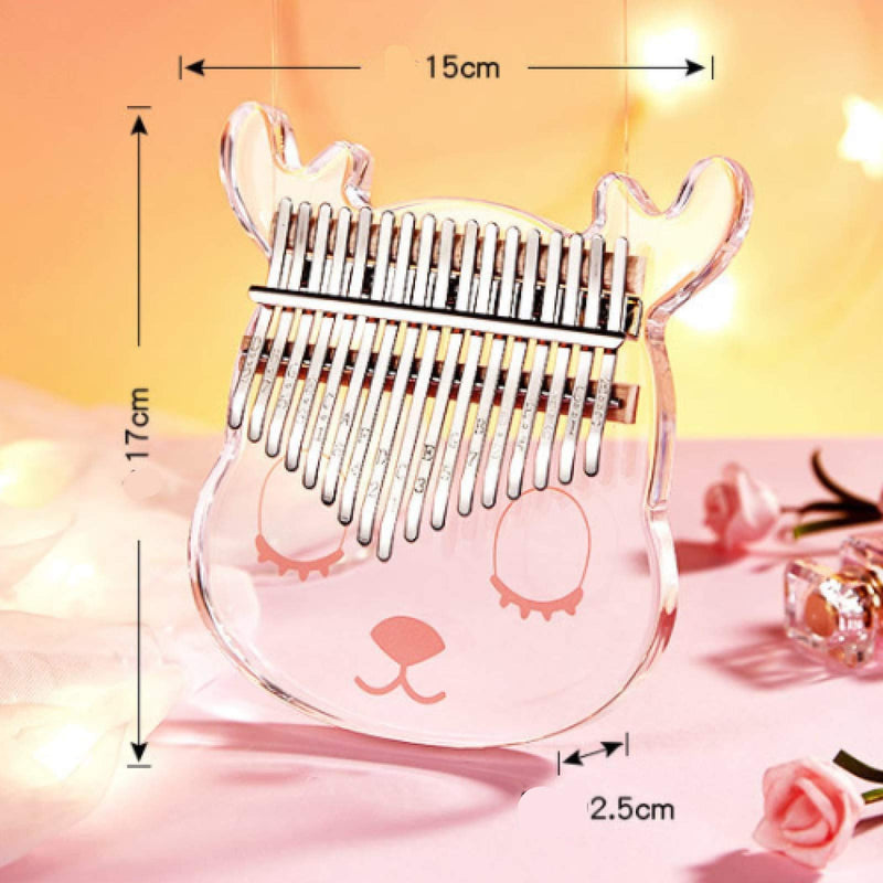 Molioon Kalimba Thumb Piano, crystal Kalimba 17 Key Kalimba With A Cute Deer face a Eva Waterproof Protective Case,tune Hammer,Gift For for kids children beginners adults Pink-bear