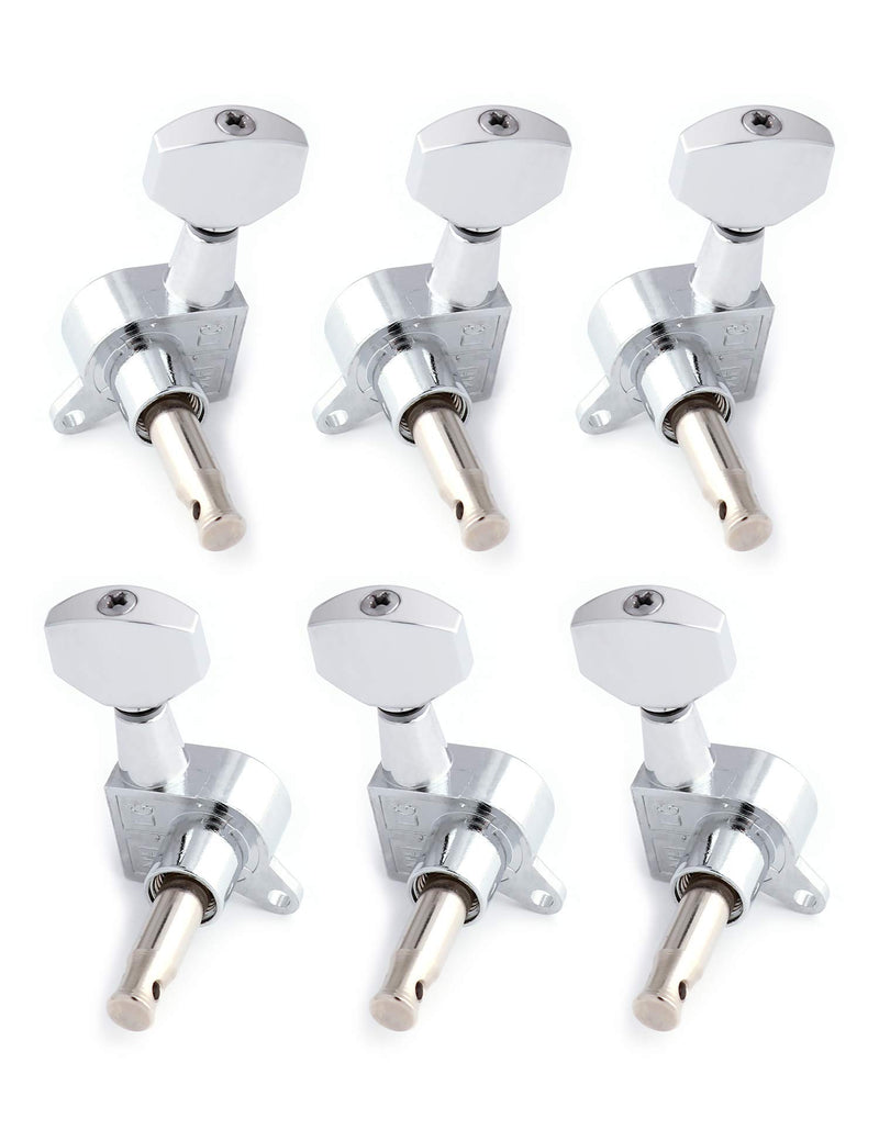 Metallor Sealed String Tuning Pegs Tuning Keys Grover Machines Heads Tuners 3L 3R Electric Guitar Acoustic Guitar Parts Replacement Chrome.