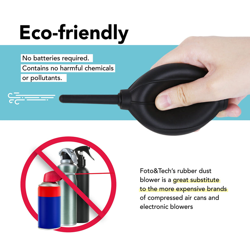 Foto&Tech Silicone Rubber Dust Blower with Soft Nozzle for DSLR Cameras LCD Screen Gaming Console Lens PC Motherboard Keyboard, Hand Air Blaster for Photography Cleaning Gardening Arts (1 Piece) 1 Piece