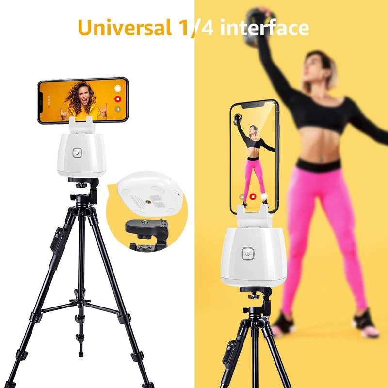 favonian Capture Genie Smart Gimbals Stabilizer, 360° Rotation Auto Face Object Tracking Camera Mount, Video Phone Holder, Vlog Shooting Tripod Stand Selfie Stick for iPhone and Android… White