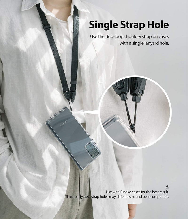 Ringke Shoulder Strap Universal Phone Lanyard Adjustable Crossbody Convertible Neck Strap, Wrist Strap String Designed for Smartphones, Keys, Digital Cameras, ID, Galaxy Buds Plus, Airpods Pro - Black