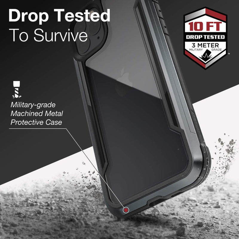 Raptic Shield, Compatible with Apple iPhone 11 Pro Max (Formerly X-Doria Shield) - Military Grade Drop Tested, Anodized Aluminum, TPU, and Polycarbonate Protective Case, iPhone 11 Pro Max, Black