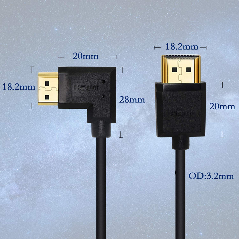 PNGKNYOCN 15CM HDMI Male to Male Short Cable, 90 Degree Leftward Angle High Speed HDMI 2.0 Adapter Connector Cable Support 4k@60HZ, for Raspberry Pi, Tablet, Camera Etc(L)