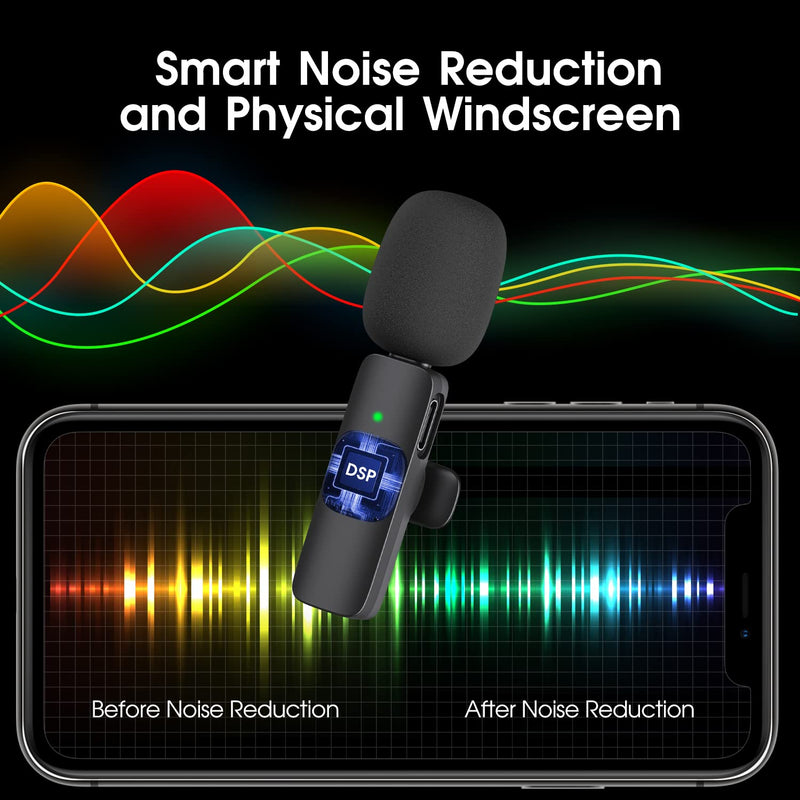 [AUSTRALIA] - Kopdkes 2 Pack Wireless Lavalier Microphone for iPhone iPad, Lapel Mics Plug-Play 2.4G Ultra-Low Delay Built-in Noise Reduction Chip 8H Working Time for Video Recording Interview Podcast Vlog YouTube Pro Max 