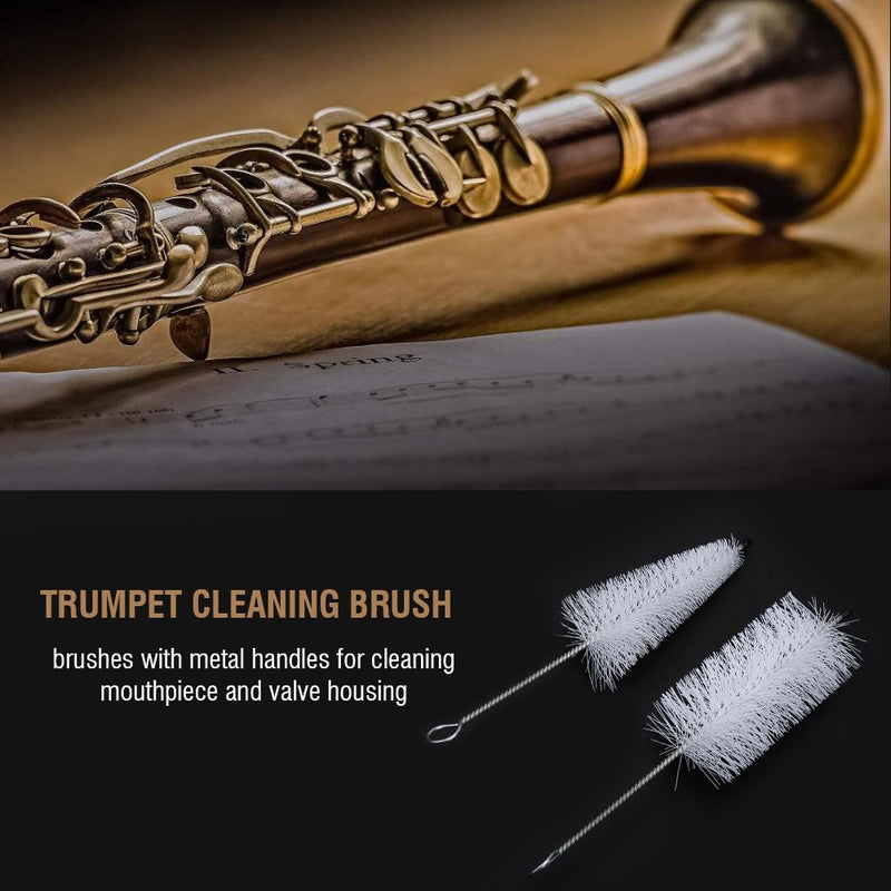 Trumpet cleaning set, 4-piece trumpet cleaning brush set, mouthpiece brush Valve brush Flexible brush cleaning cloth