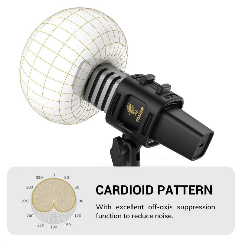 USB Microphone, TONOR Cardioid Condenser Computer PC Mic with Tripod Stand, Pop Filter, Shock Mount for Gaming, Streaming, Podcasting, YouTube, Voice Over, Twitch, Compatible with Laptop Desktop, TC30