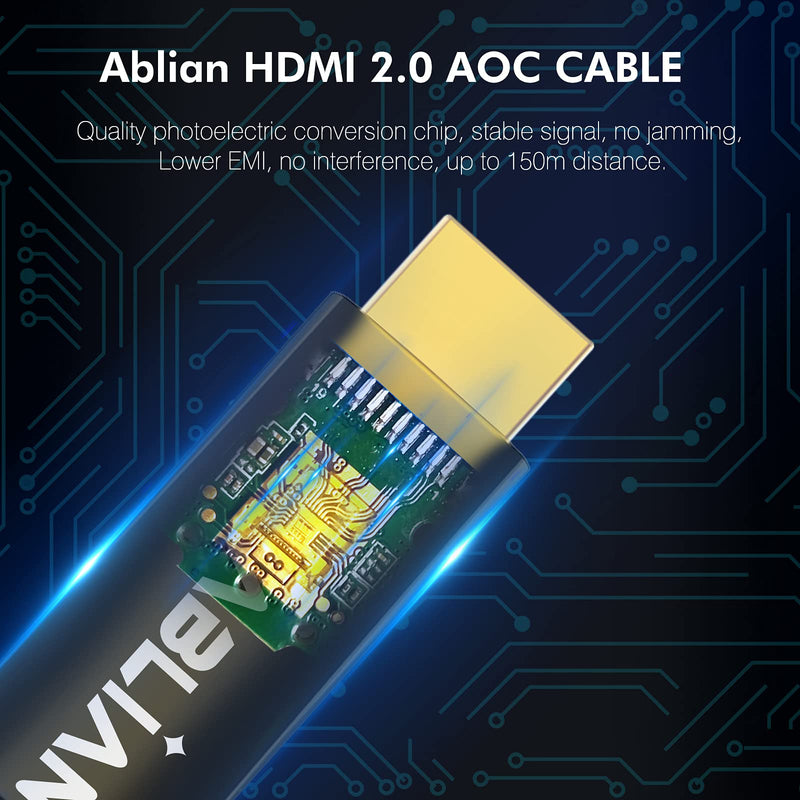 Fiber Optic HDMI Cable 50ft,HDMI 2.0 Optic Cable 18Gbps high Speed,Support 4K@60Hz,Dynamic HDR 10,eARC,Compatible with PS4,Xbox,Apple TV, Projector.CL3 Rated for in-Wall Installation. HDMI 2.0 cable 50ft 4K fiber