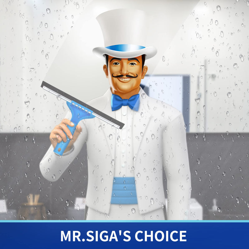 MR.SIGA Professional Window Cleaning Combo - Squeegee & Microfiber Window Scrubber, 10" 10-inch