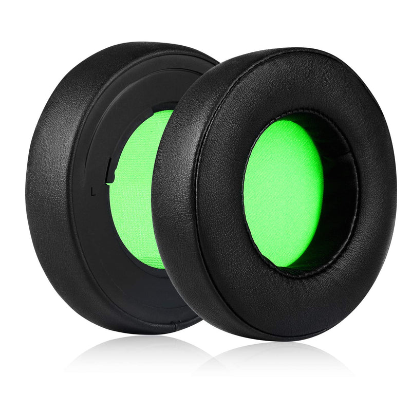 [AUSTRALIA] - Jecobb Kraken V2 Earpads, Replacement Ear Cushion Cover with Protein Leather & Memory Foam for Razer Kraken V2 Headphone ONLY – Round (Black&Green) Black&Green 