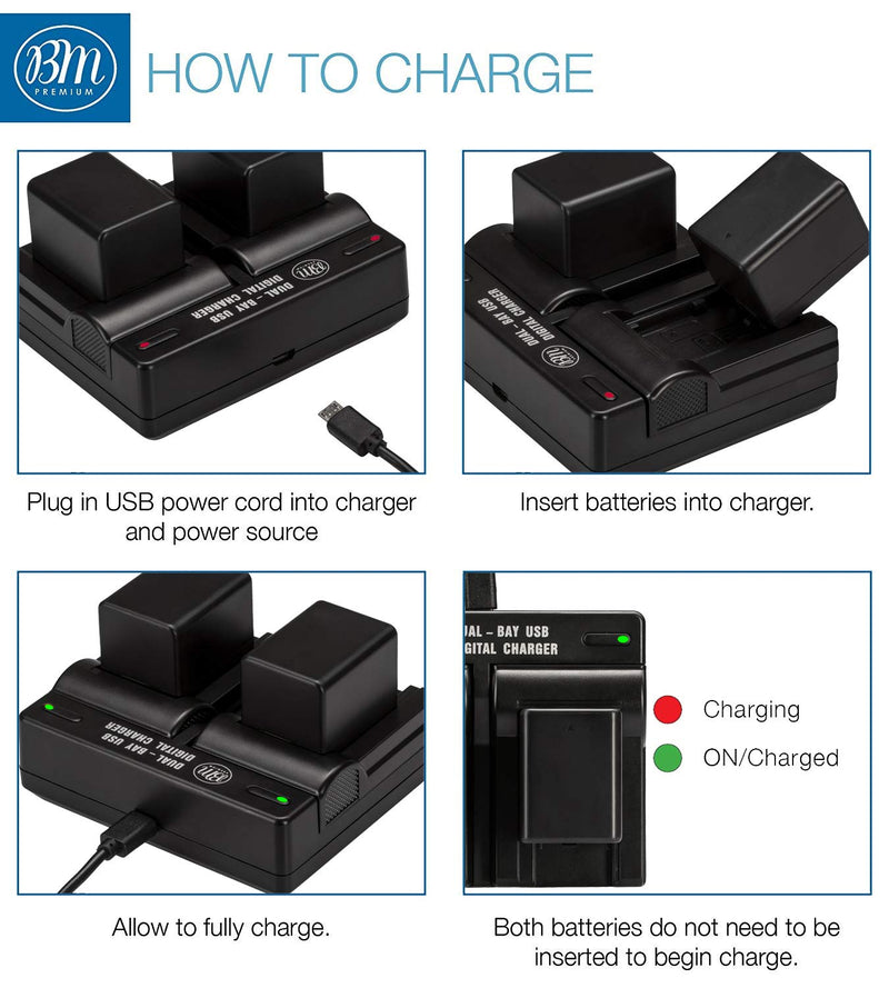 BM Premium 2 BP-718 Batteries and Dual Charger for Canon Vixia HFR80 HFR82 HFR800, HFR70, HFR72, HFR700, HFR32, HFR300, HFR40, HFR42, HFR400, HFR50, HFR52, HFR500, HFR60, HFR62, HFR600 Camcorder