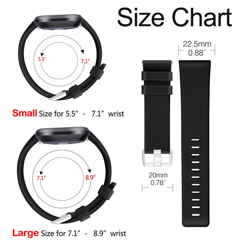 Tobfit Bands Compatible with Fitbit Versa 2 and Fitbit Versa/Versa Lite/Versa Special, Soft Replacement Sport Wristbands Accessories for Women Men Black Small