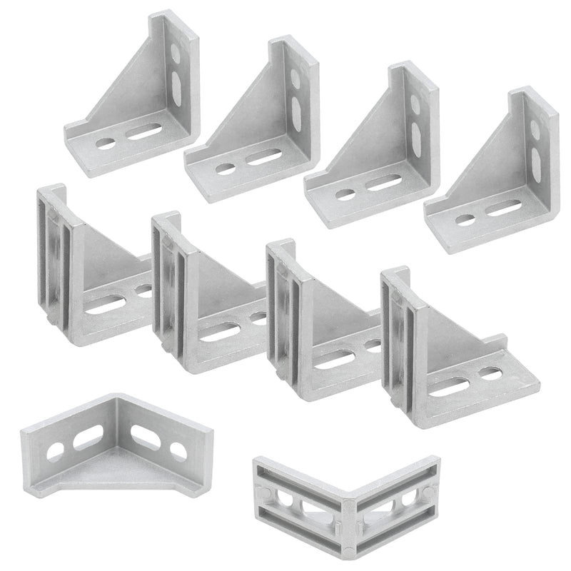 Qjaiune 10Pcs 3030 Inside Corner Bracket Gusset, Silver 3060 Aluminum Extrusion Brackets, Aluminum L Bracket Connector for 3030 Series Aluminum Extrusion Profile with Slot 8mm