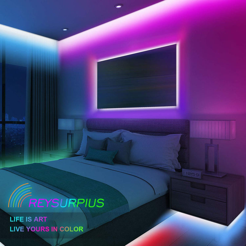 [AUSTRALIA] - REYSURPIUS LED Strip Lights, 32.8ft(2x16.4ft)Smart Led Lights Music Sync Color Changing Rope Lights SMD 5050 RGB Light Strips with Bluetooth Controller Apply for TV, Bedroom, Party and Home Decoration 