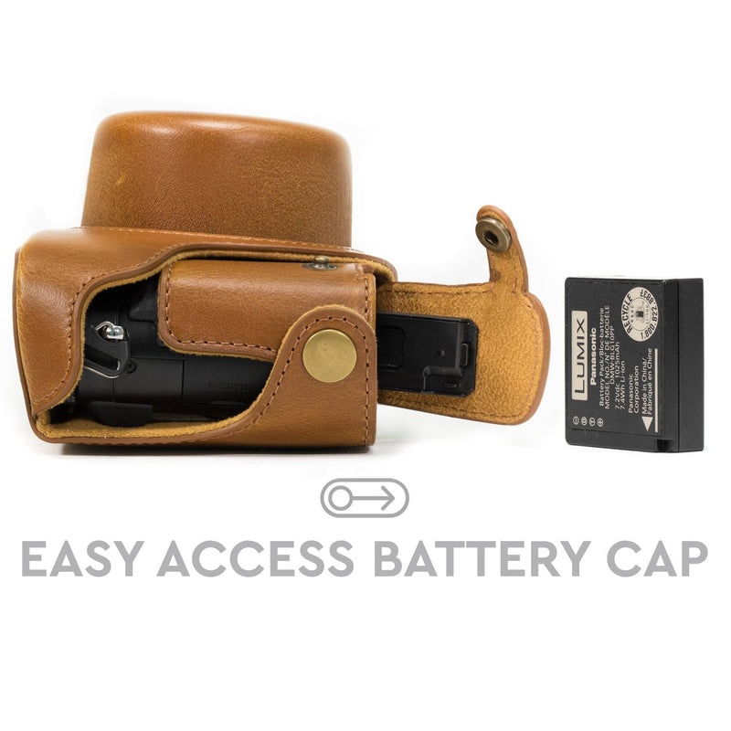 MegaGear Ever Ready Protective Leather Camera Case, Bag for Panasonic LUMIX LX100, DMC-LX100 Camera (Light Brown) (Model: MG663)