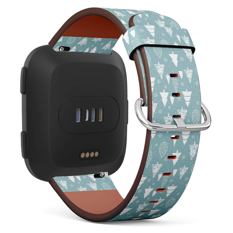 Compatible with Fitbit Versa, Versa 2, Versa Lite, Leather Replacement Bracelet Strap Wristband with Quick Release Pins // Holiday Christmas Forest