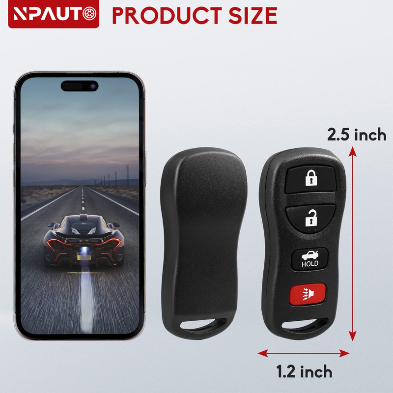 NPAUTO Key Fob Replacement for Nissan 350Z 2003-2009, Altima/Maxima 2002-2006, Sentra/Armada/Pathfinder/Versa/Quest, Infiniti G35 FX35 I35 QX56 - Keyless Entry Remote Control Key Fobs, KBRASTU15, 2Pcs