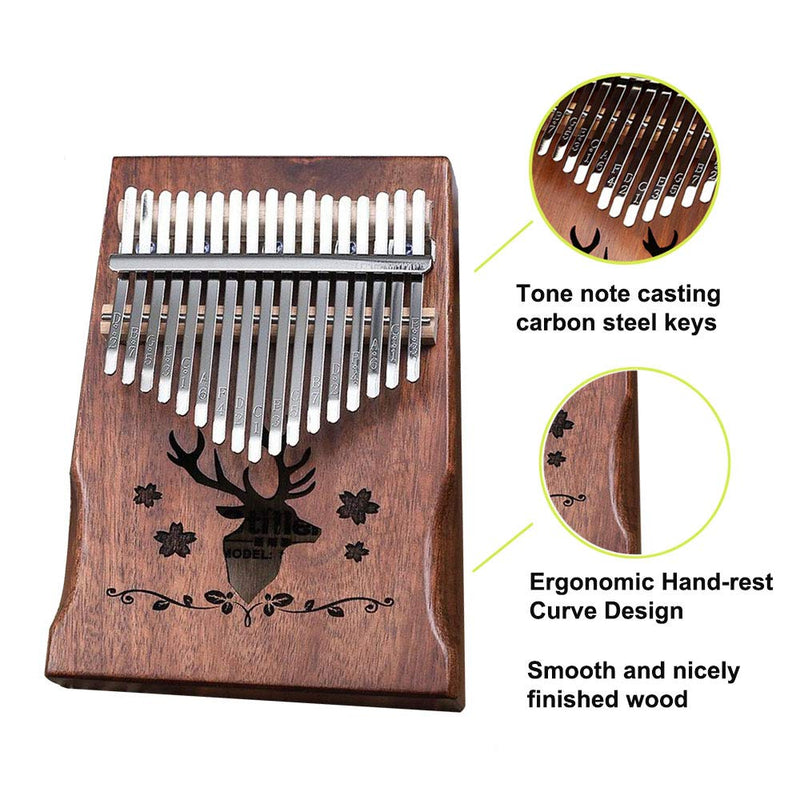 Kalimba 17 keys Thumb Piano Solid Finger Piano with Zippered Carry Bag Study Instruction Tuning Hammer Known as Mbira Wood Finger Piano