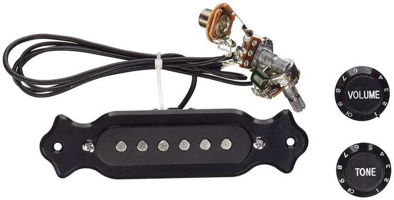 TraderPlus 1 sets Pre-wired 6-string Cigar Box Guitar Pickup with Volume & Tone for Electric Guitar (Black) Black