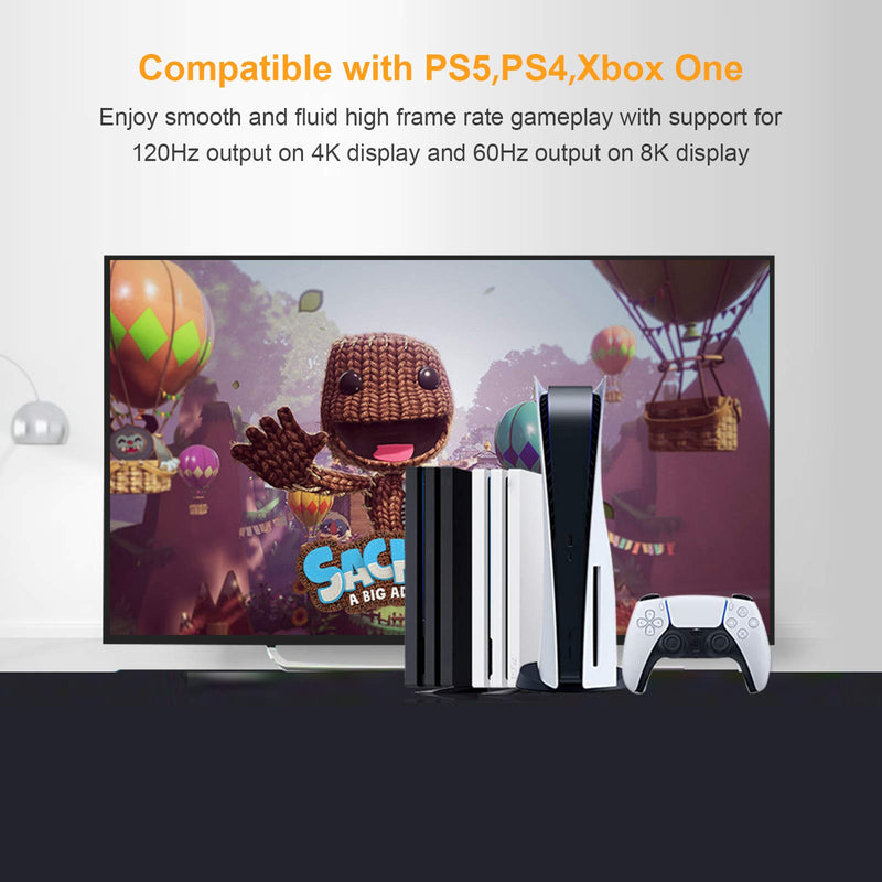 CableCreation HDMI 2.1 Cable,8K Ultra High Speed HDMI Cable 48Gbps with Braid,Support HDR,eARC,Dolby Vision,VRR, Nintendo Switch, Roku, Xbox one, Xbox Series X, PS5, PS4, 3.3Feet