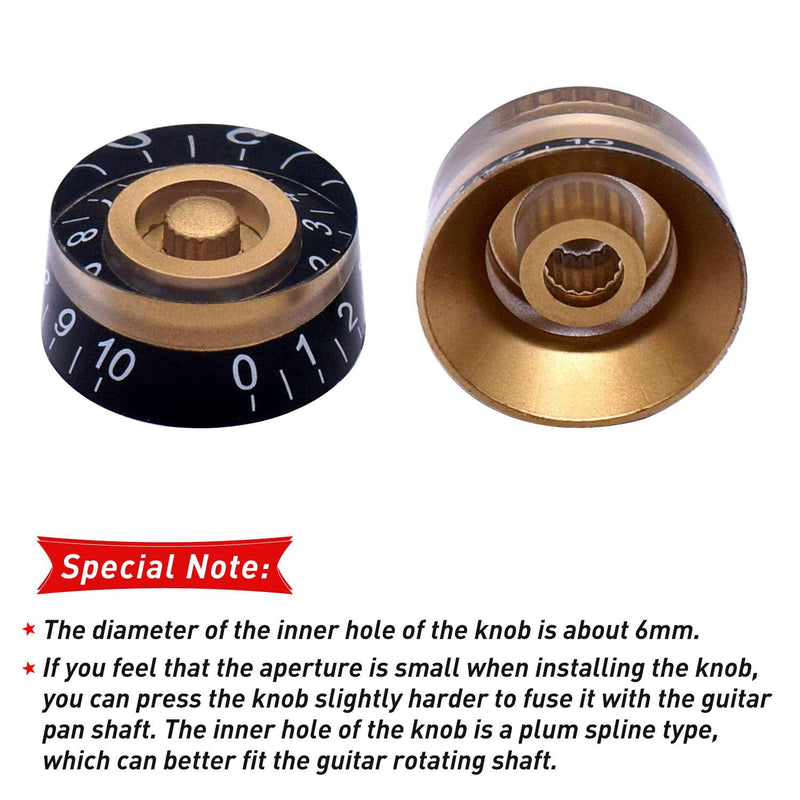 Taiss 4Pcs Amber Top Hat Knobs Electric Guitar Bass Speed Volume Tone Control Knobs Fits 6mm/0.24" Rotary Shaft Musical Instruments and Radios Parts Replacement KNOB-S32