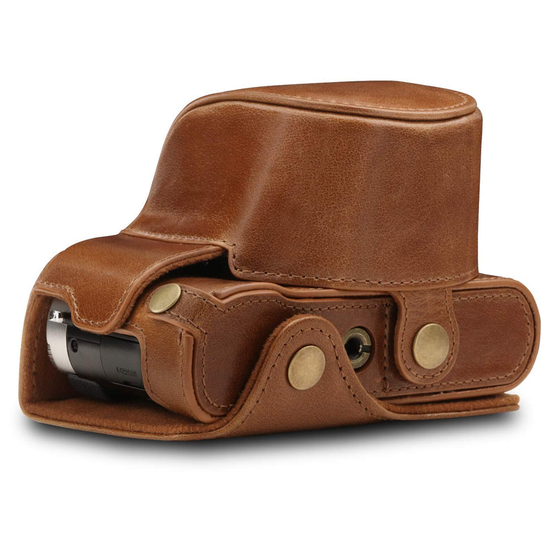 MegaGear Ever Ready Genuine Leather Camera Case Compatible with Leica D-Lux 7 Brown