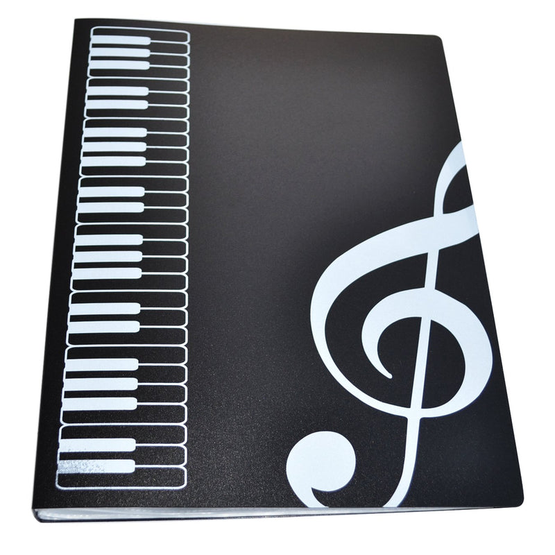 Music Themed Folder Music folder storage Holder,A4 Size Folder,40 Pockets,Treble Clef Folder (2Pack-Black)