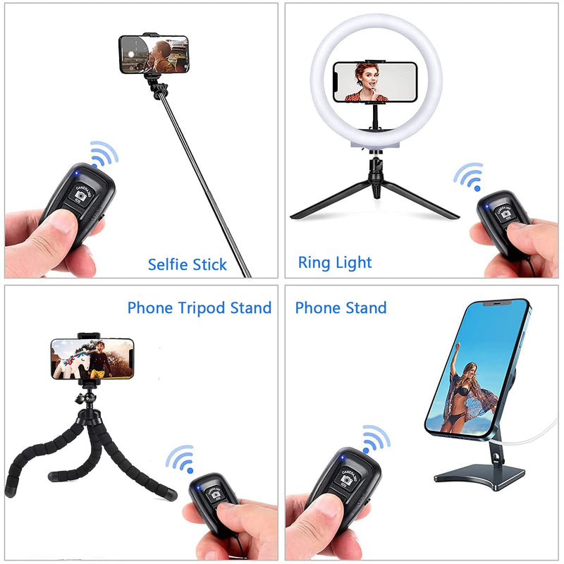 Cellphone Camera Remote Control(2 Pack) for Photos & Videos, Bluetooth Wireless Camera Remote Shutter Clicker Compatible with iPhone/Android Phone/iPad/Tablets with Adjustable Wrist Strap