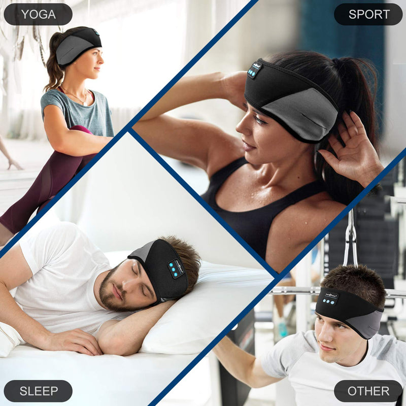 MUSICOZY Sleep Headphones Breathable Bluetooth 5.2 Headband 3D Sleeping Headphones, Wireless Eye Mask Sleep Earbuds for Side Sleeper Office Air Travel Cool Tech Gadgets Unique Gifts (Black & Gray) Black & Gray