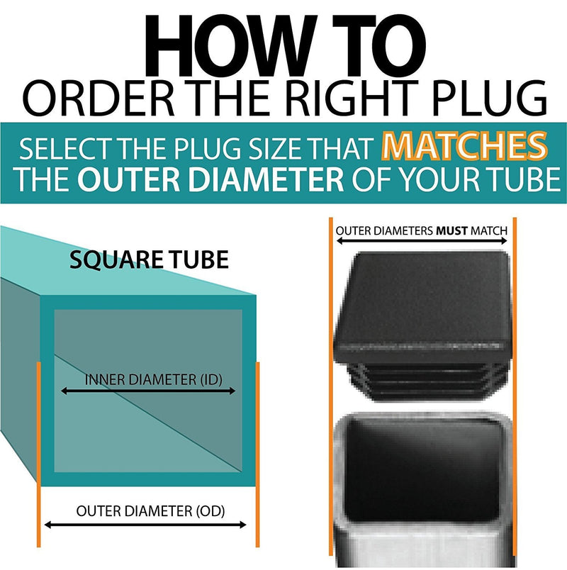 OGC (12 Pack) - 1 1/2 Inch Square Tubing for Plastic Plug Cap Cover Tube Durable Chair Glide Insert Finishing Plugs