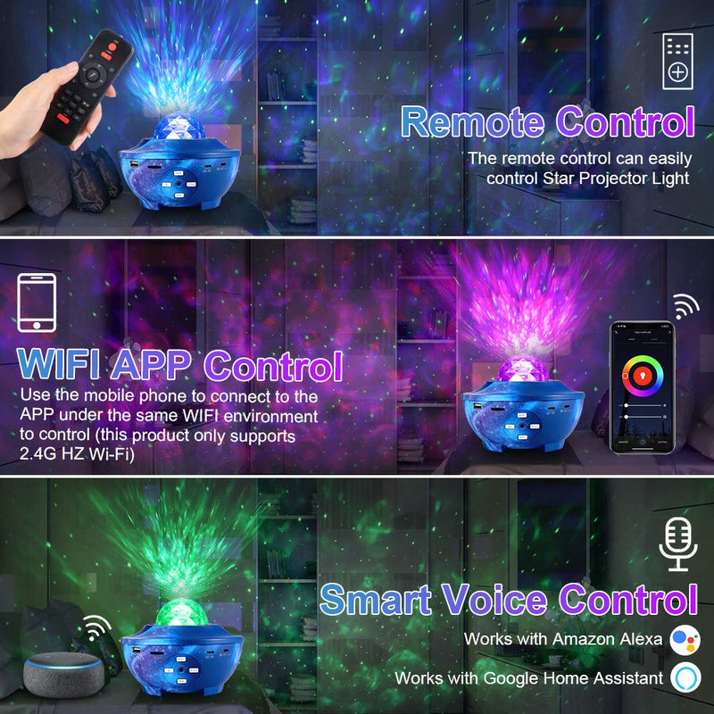 Star Projector, CrazyFire Smart Galaxy Projector with Music Bluetooth Speaker, Ocean Wave Night Light Nebula Cloud Ceiling Projector, Remote/APP/Voice Control for Kids Adults Gift Bedroom Party Decor