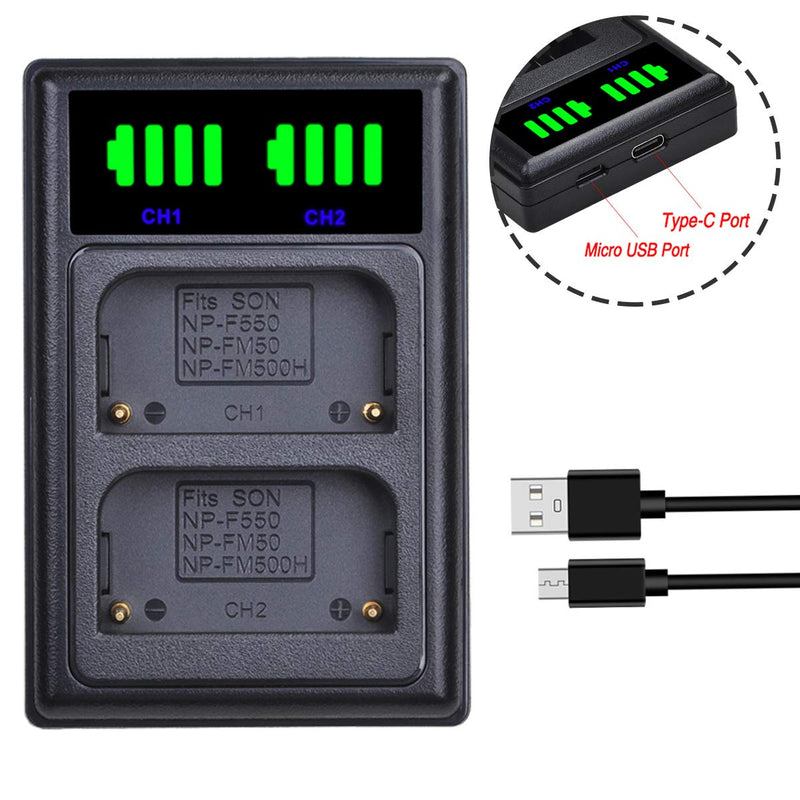 Tectra 2X NP-FM50 NP FM50 Batteries + LED USB Dual Charger for Sony NP-FM30 NP-FM51 NP-QM50 NP-QM51 NP-FM55H Battery and Sony HDR-HC1, DCR-TRV280, DCR-TRV350, CCD-TRV138, DCR-TRV250