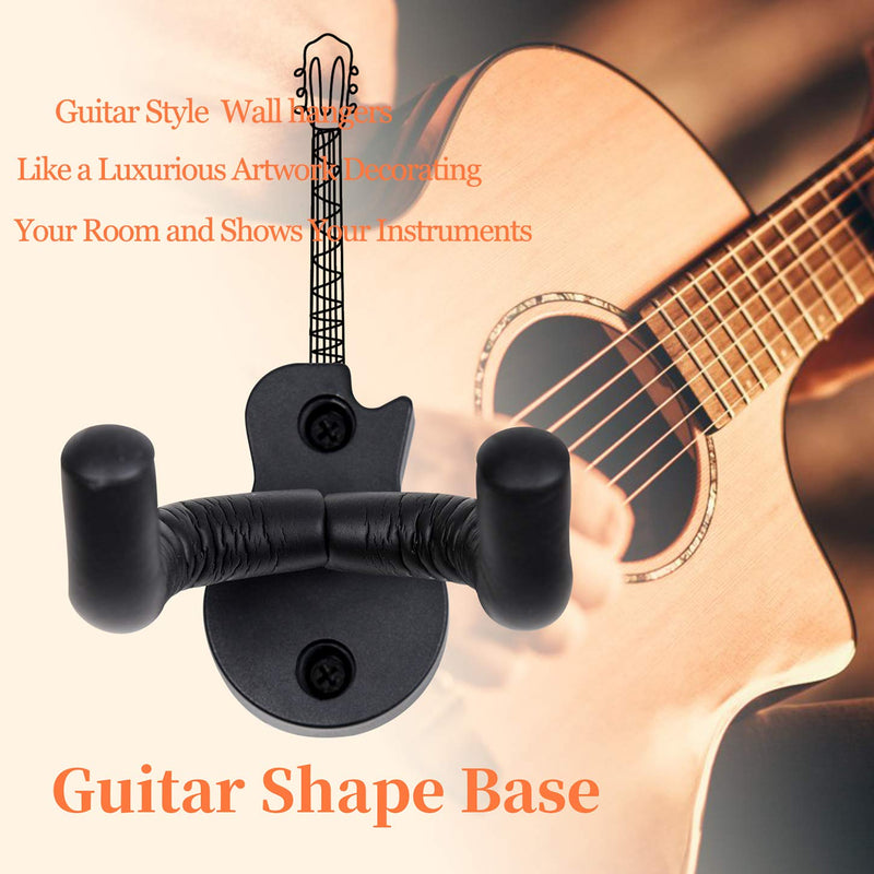 Guitar Ukulele Hanger Wall Mount Holders Hooks Stands,2 Pack Instrument Wall Hangers-Black