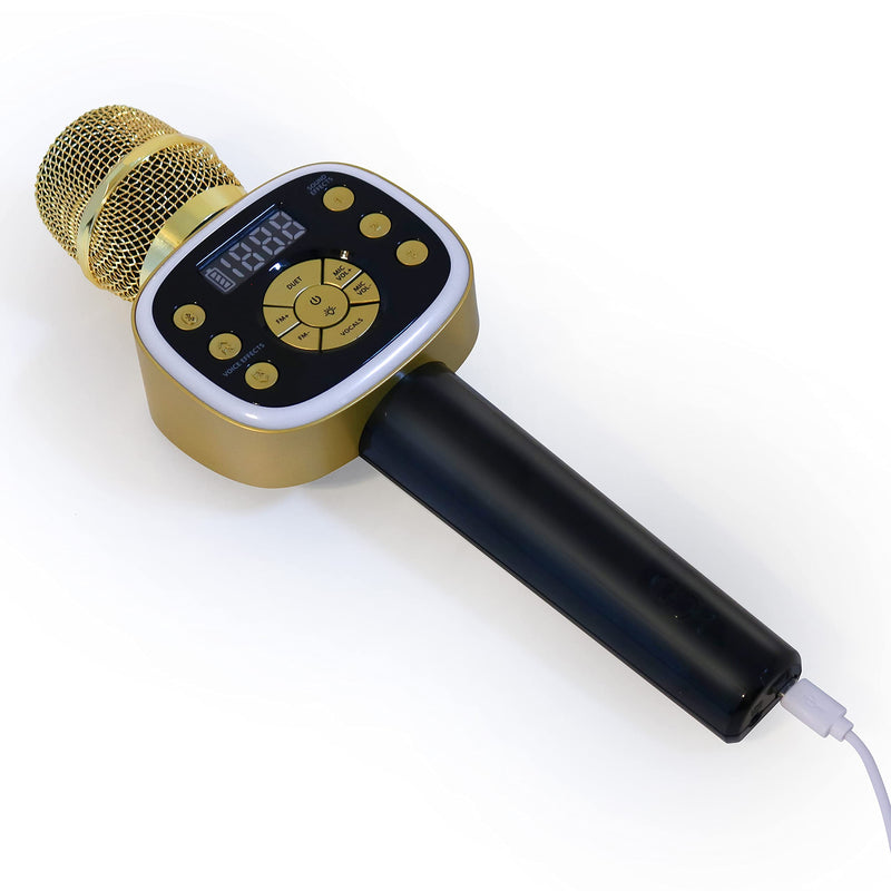 Carpool Karaoke The Mic 2.0 2021 Version, Wireless Bluetooth Karaoke Microphone with Voice Changing Effects and Duet Options, Gold 1 Gold & Black