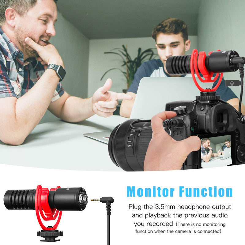 New BOYA Camera Super-Cardioid Video Shotgun Condenser Microphone by-MM1+ with Headphone Monitoring for Camera Camcorder Android iPhone Mac PC Live Stream Recording