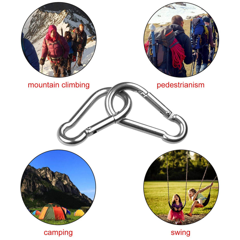 ASelected 15 Pack Spring Snap Hook Carabiner Stainless Steel 304 Screw Lock Silver Quick Link Clip Keychain for Camping, Hiking, Outdoor and Gym, Small M6 Carabiners for Dog Leash & Harness, Sliver