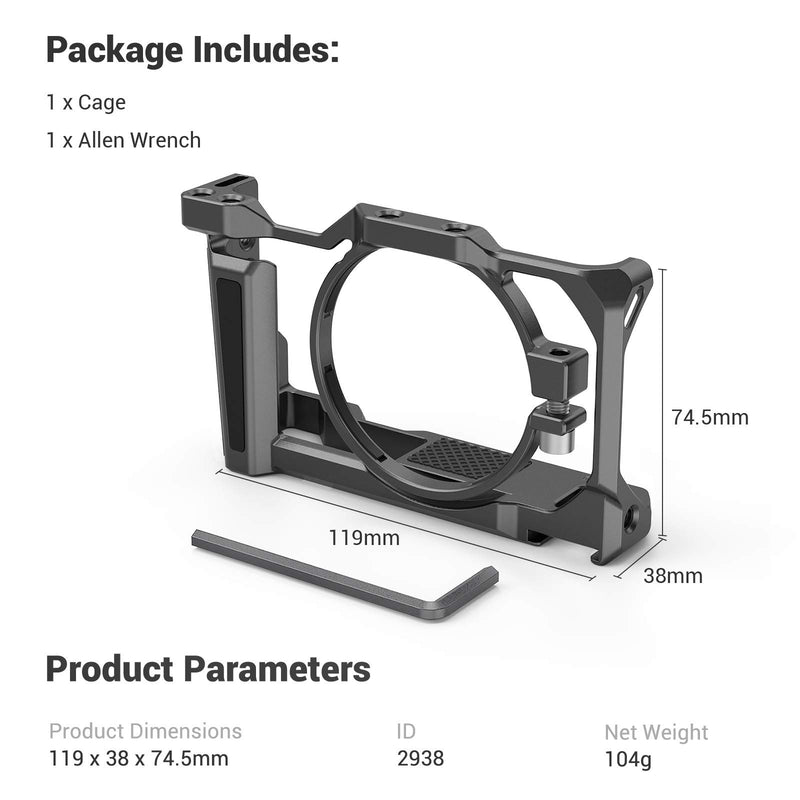 SMALLRIG Camera Cage for Sony ZV1 Camera, with Silicone Gel Grip, Cold Shoe Mount - 2938