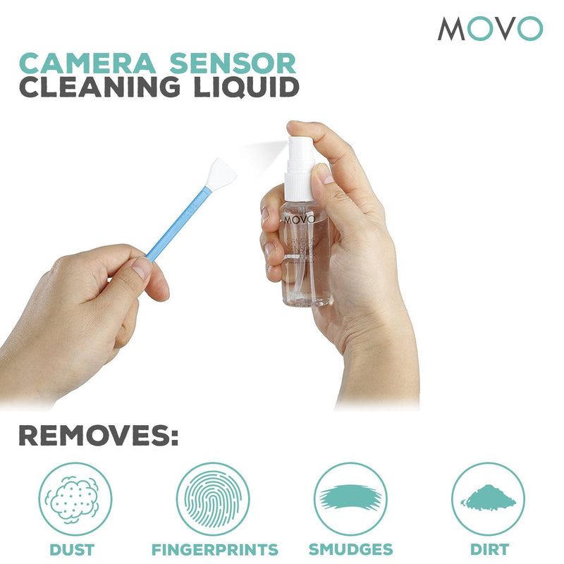 Movo CCD Camera DSLR Cleaning Kit - Camera Lens Cleaning Kit for Digital Cameras - with Sensor Cleaning Kit, Microfiber Lens Cloth, Screen Cleaner Spray, Sensor Cleaning Blower, Lens Pen, and More