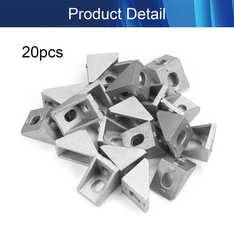 [AUSTRALIA] - Juvielich 20Pcs Corner Bracket Right Angle,L Brackets Connector,2020 Series 2 Hole Aluminum Brackets for Aluminum Extrusion Profile with Slot 6mm,20x20mm(LxH) 