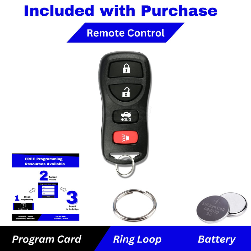 KeylessPros 4-Button Replacement Keyless Entry Remote Key Fob, Compatible with Nissan Murano Maxima Armada Altima 350Z Sentra Quest, Infiniti EX35 FX35 FX45 G35 I35 Q45 QX56, KBRASTU15 4-BTN
