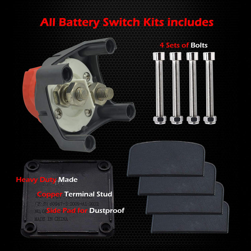 Ampper Battery Switch, 12-48 V Battery Power Cut Master Switch Disconnect Isolator for Car, Vehicle, RV and Boat (On/Off) On-Off