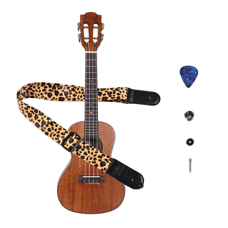 ENNBOM Ukulele Shoulder Strap Adjustable Strings Instruments National Ethnice Pattern For Soprano Concert Tenor (Leopard) Leopard