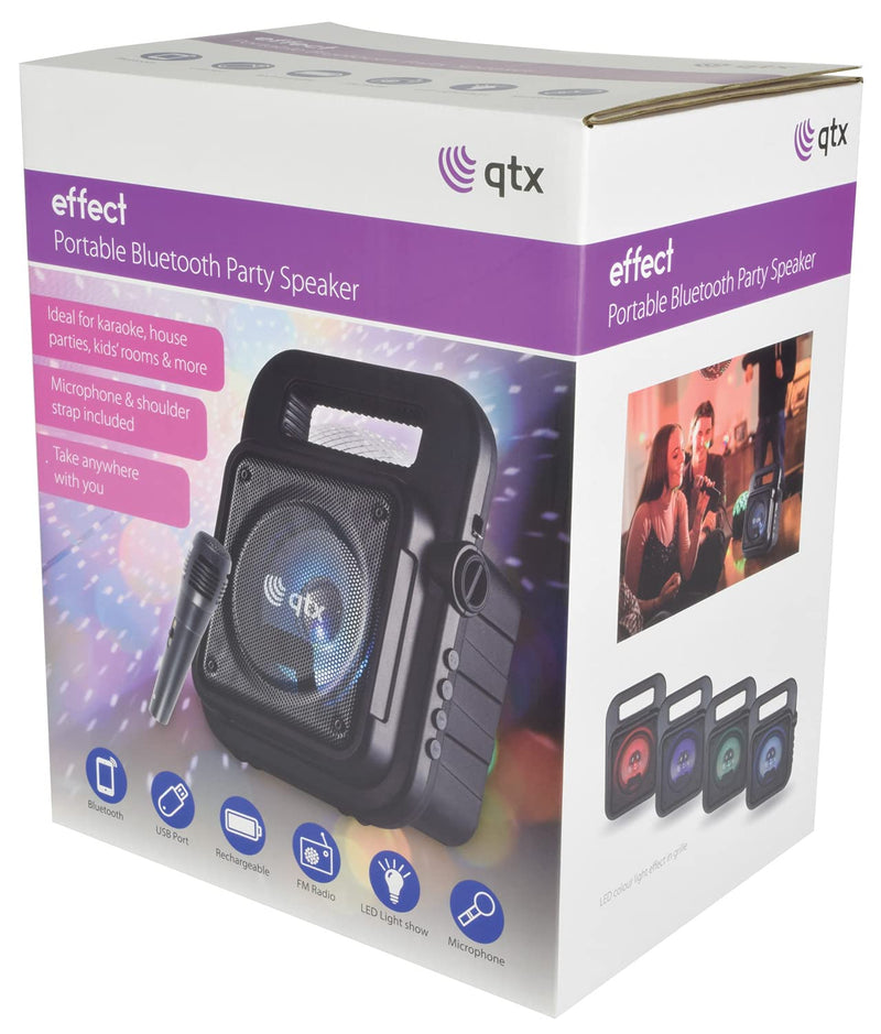 QTX | Ultimate Portable Party Speaker with Bluetooth, LED Lighting Effects & Microphone