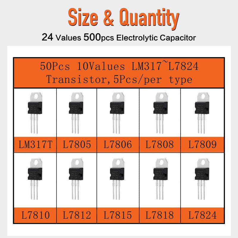 Voltage Regulator Kit 50Pcs, Yetaida 10 Value Integrated Circuit Chip Assortment Kit，Voltage Regulator Box，LM317T L7805 L7806 L7808 L7809 L7810 L7812 L7815 L7818 L7824